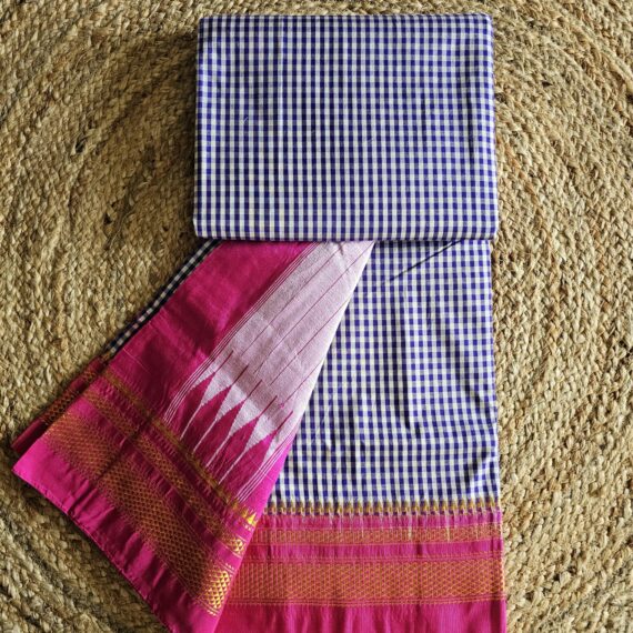 Ilkal- Blue & White Chequered