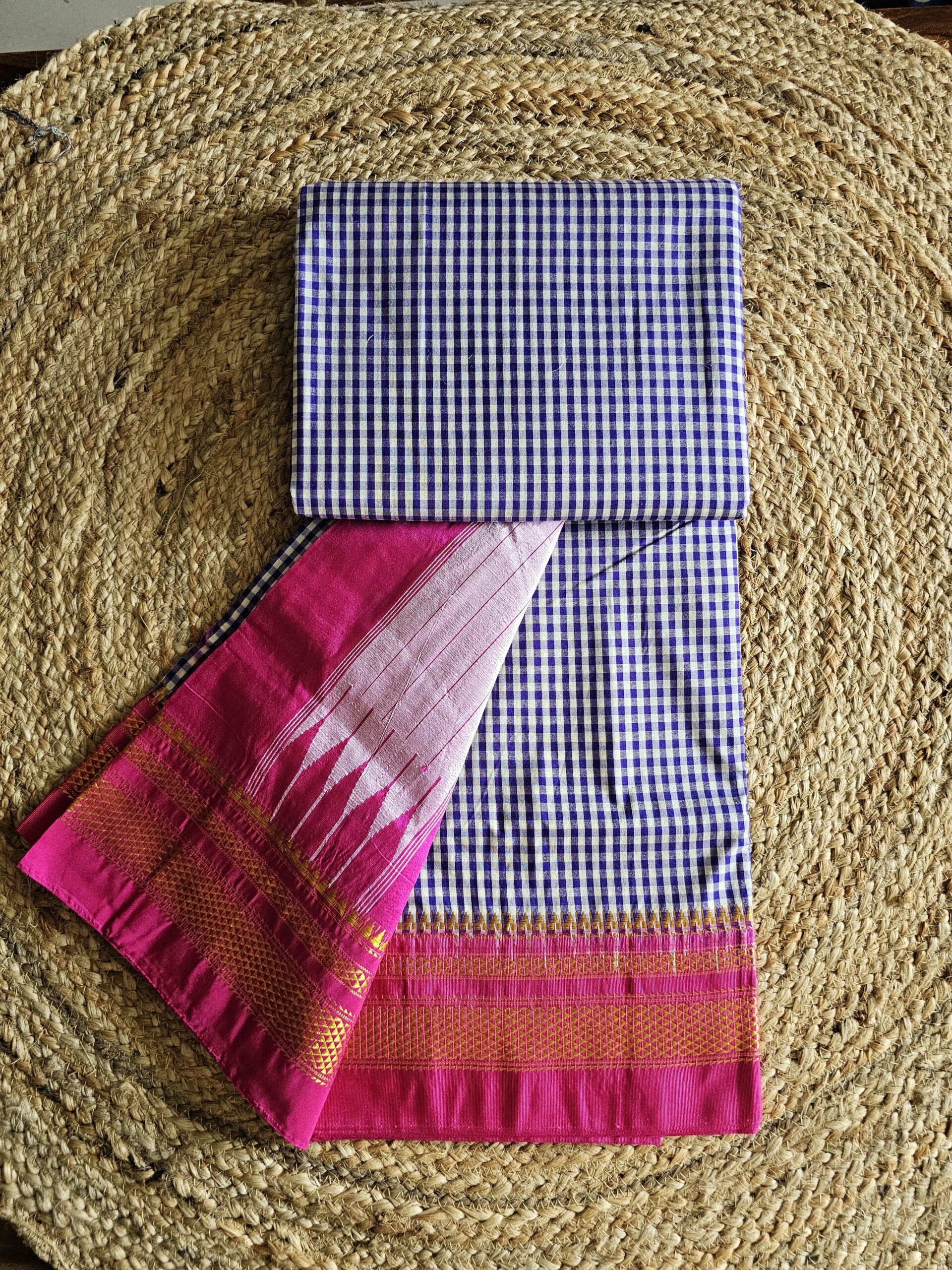 Ilkal- Blue & White Chequered