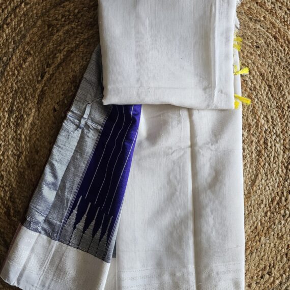 Ilkal- White w/ Blue Tope Teni Pallu