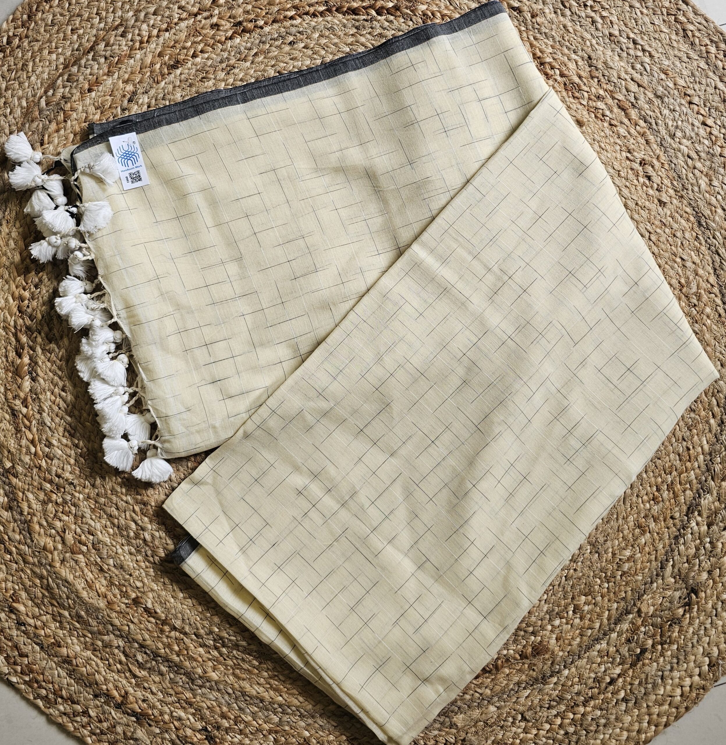 Mul Cotton Chequered- Powder Yellow