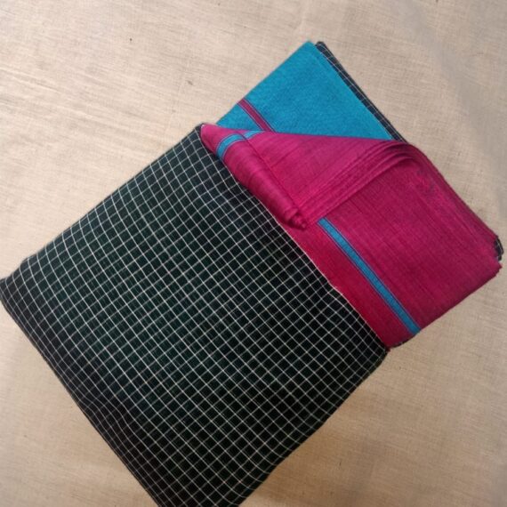 Patteda Anchu - Blue and Pink Border