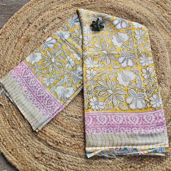Bagru Blockprint - Yellow Floral