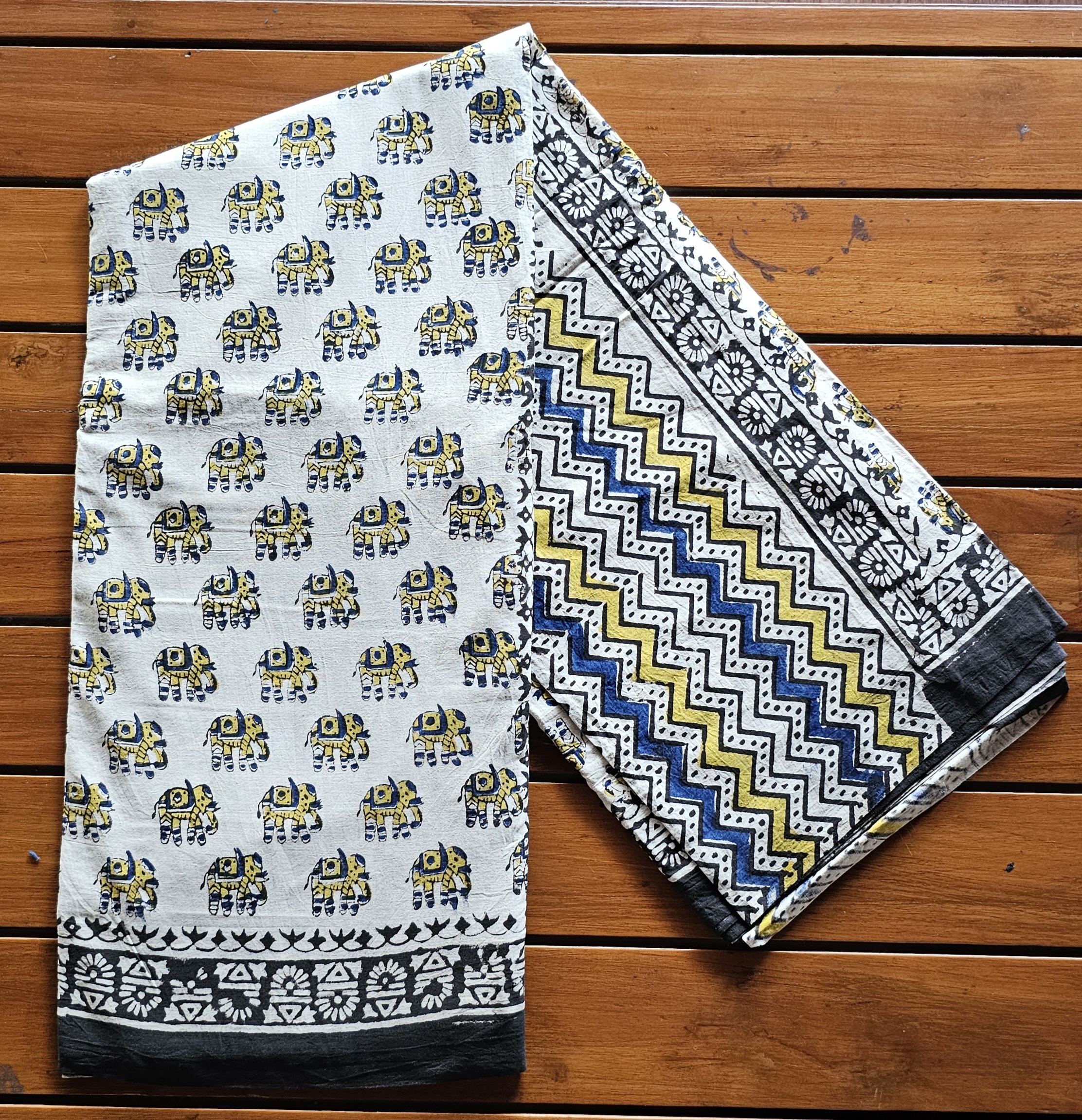 Gajpad | Bagru Handblock Print Saree