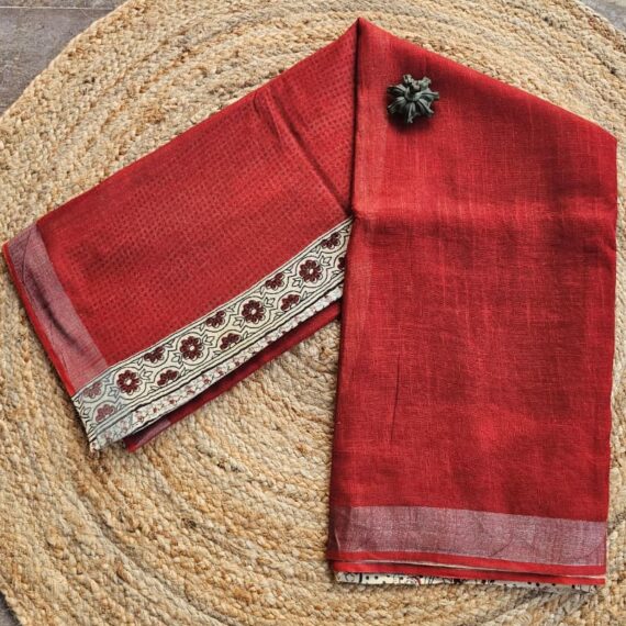 Sindoor | Bagru Handblock Print Sarees