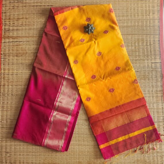 Ombre Block- Pink w/ Yellow Pallu